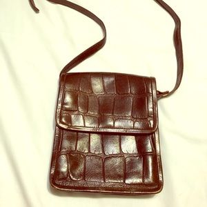 Faux alligator crossbody brown purse